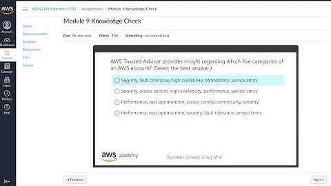 AWS Academy Cloud Foundation - Module 9 Knowledge Check - 2022 Version