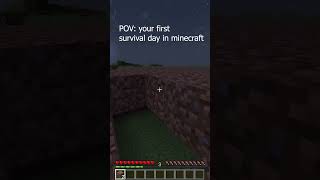 Pov: Your First Survival Day In Minecraft #Shorts