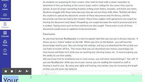 Suite of Learning Tools - webReader (Canvas) Scenarios: Listen, Simple View, Page Mask, & More