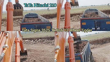 Tata Hitachi 210 Excavator Loading Tata Signa 3525.Tk Bs6 12 Wheel Tipper Truck Murum Loading