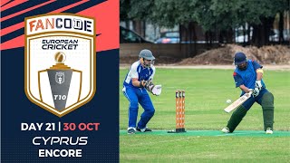 🔴 FanCode European Cricket T10 Cyprus Encore, 2021 | Day 21 | T10 Live Cricket