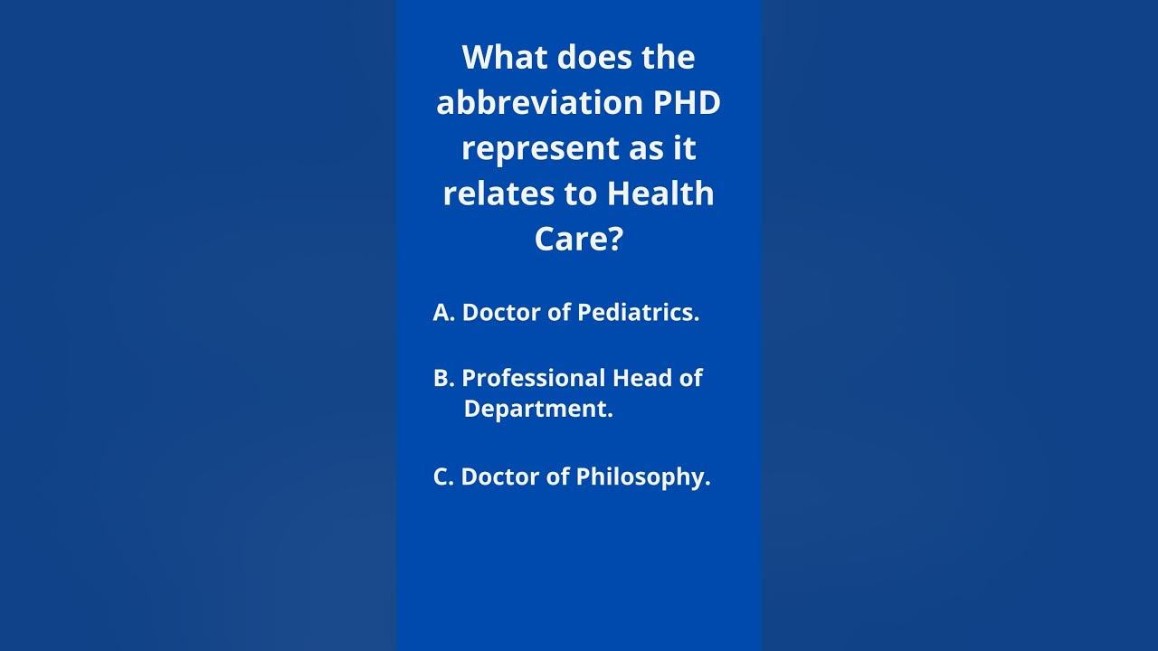 What does the abbreviation PHD quiz shorts healthinsurance health 