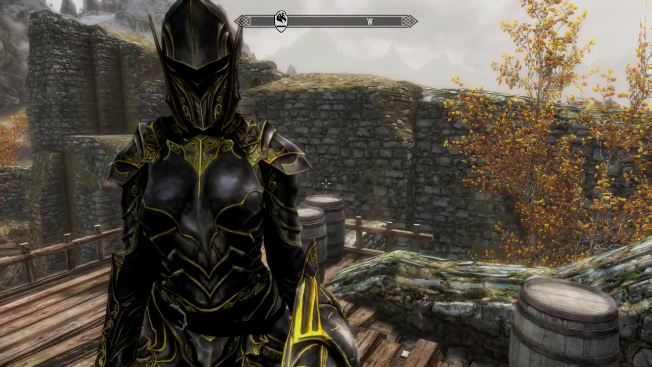 SKYRIM SPECIAL EDITION MODS BLACK AND GOLD EBONY ARMOR AND WEAPONS - YouTub...