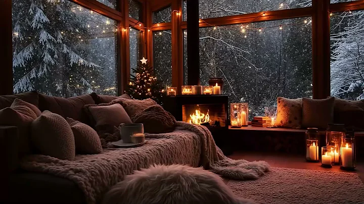 Cozy Cabin Winter Vibes ⛄ Snowstorm Ambience, Fireplace Sounds & Smooth Jazz for Sleep
