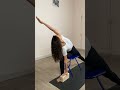 Utthita parsvakonasana with chair. Поза вытянутого бокового угла со стулом.