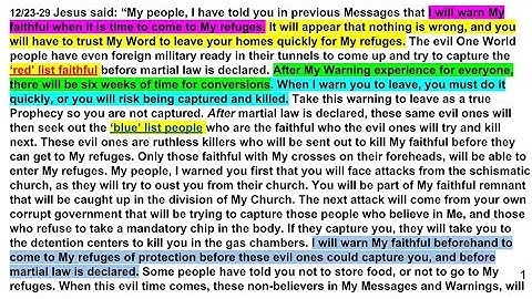 12/29 After Warning, 6 wks time for conversions. When I warn u to leave, go quickly, or risk capture