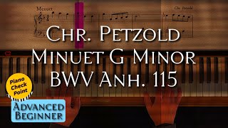 Chr. Petzold: Minuet G Minor, BWV Anh. 115, Slow Motion Piano Tutorial