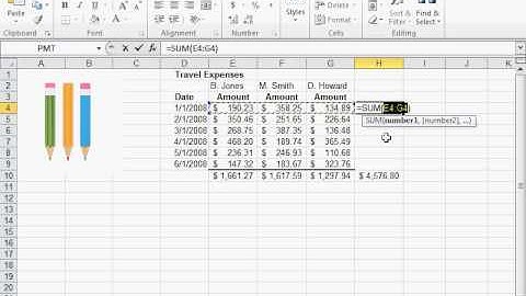 Add All Contiguous Numbers in a Row or Column - Excel 2010