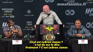 La réaction de Jon Jones quand Ciryl Gane est comparé à Lebron James 😭 #ufc285