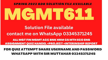 MGMT 611 GDb Solution Spring 2023
