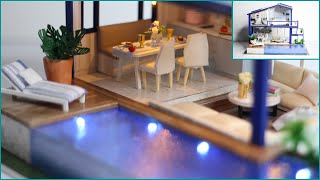 Time Apartment Party Home with Swimming Pool (A066) | 1:24 Scale | Miniature Dollhouse DIY Tutorial