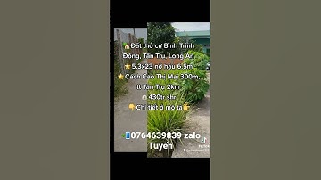 Bán đất thổ cư Bình Trinh Đông, Tân Trụ, Long An #bandatthocu