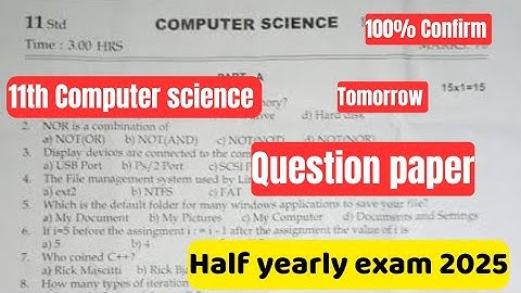 11th Computer science question paper half yearly-2025 