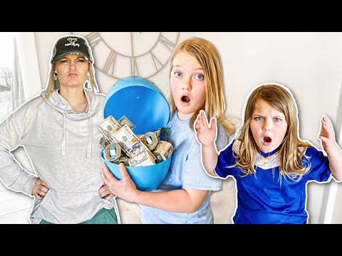 She FOUND a GIANT Egg full of MONEY! Extreme Egg Hunt