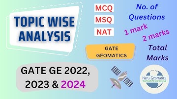 TOPIC WISE ANALYSIS of Gate Geomatics (GE) 2022, 2023 & 2024| PYP| MCQ| MSQ| NAT| No of Que| Marks|