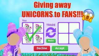 Giving away Legendary UNICORNS to fans in Adopt me for FREE! | Roblox Adoptme