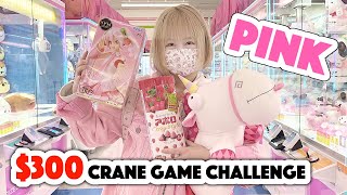 $300 ONE COLOR CRANE GAME CHALLENGE - Pink