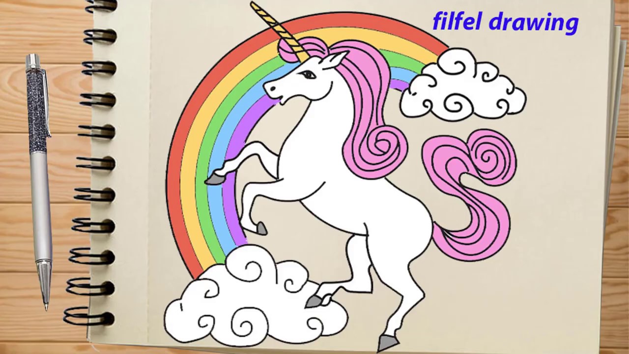Cute Cartoon Unicorn on Cloud and Rainbow For  Stock Illustration  77040584  PIXTA