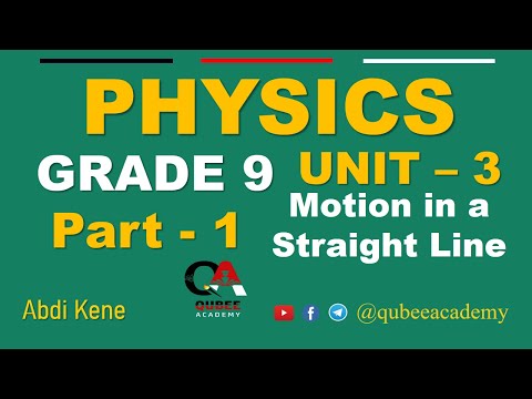 1 Grade 9 Physics Unit 3 Motion In A Straight Line Part 1 New Curriculum Afaan Oromoo 
