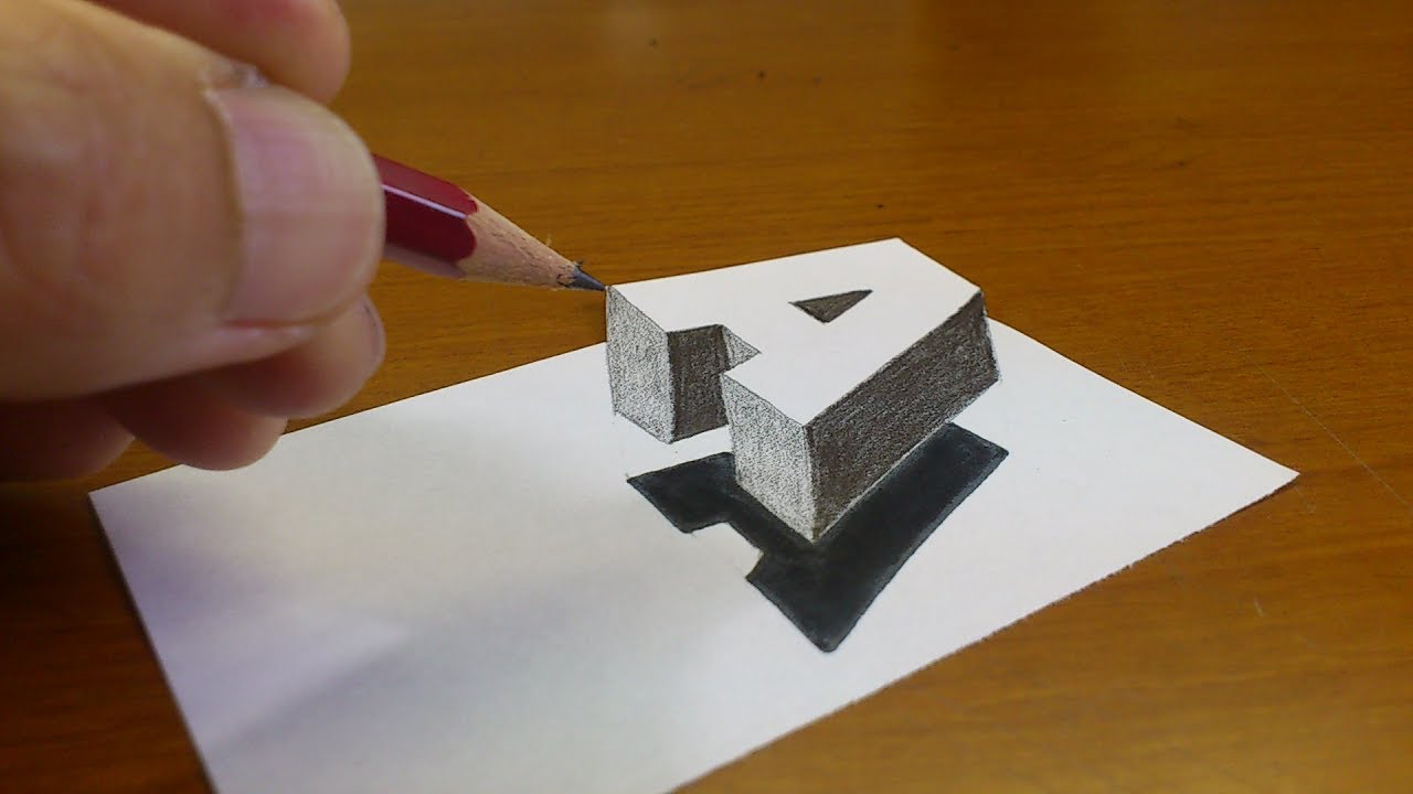 Very Easy!! How To Drawing 3D Floating Letter "A" #2 ...