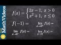 Evaluate the limit of a piecewise function with jump discontinuity