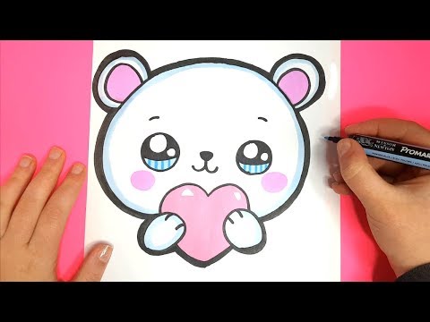 How to Draw a Cute Polar Bear EMOJI with a LOVE Heart - Valentine's DAY