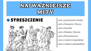 NAJWAŻNIEJSZE MITY- streszczenie