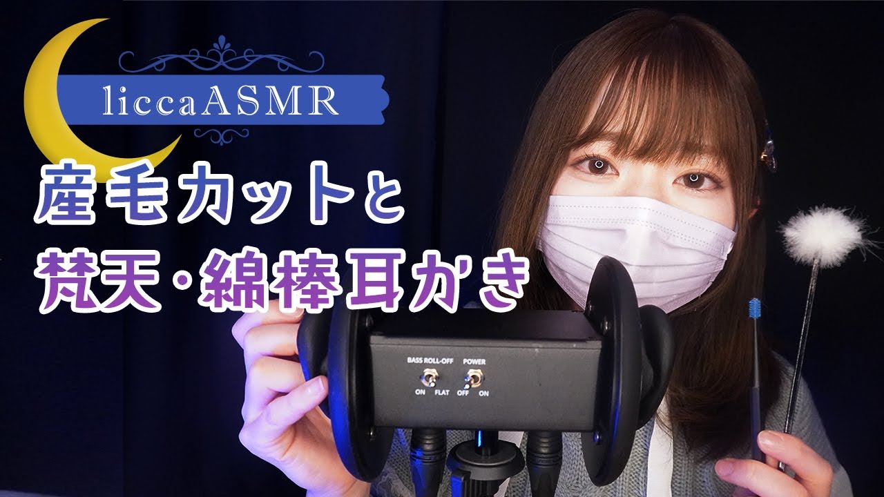 【ASMR】産毛カットと梵天・綿棒耳かき👂Ear hair Cutting and Brahma and Cotton Swab Earpiece/귀모 컷과 범천·면봉 귀이개