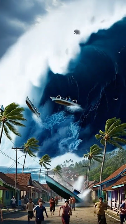 😱😱 In Seconds, Giant Tsunami Devastates Coastal Village — Truly Terrifying #shorts #viral #tsunami