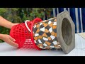 Smart Idea - Creating Cement Plant Pot From CERAMIC TILE And Plastic Basket