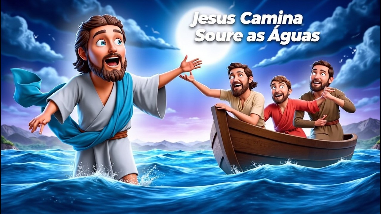 Histórias e Desenhos Bíblicos Infantil,   Jesus Anda sobre as Águas