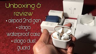 Airpod 2nd gen, elago dust guard & elago waterproof case  unboxing & review