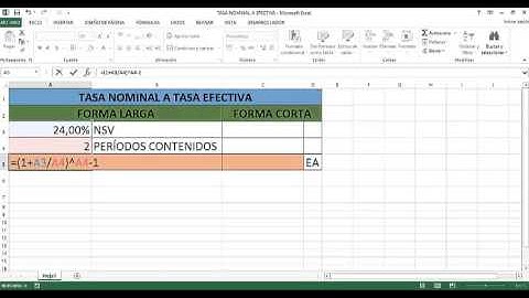 Como convertir tasa nominal a tasa efectiva en EXCEL 2013