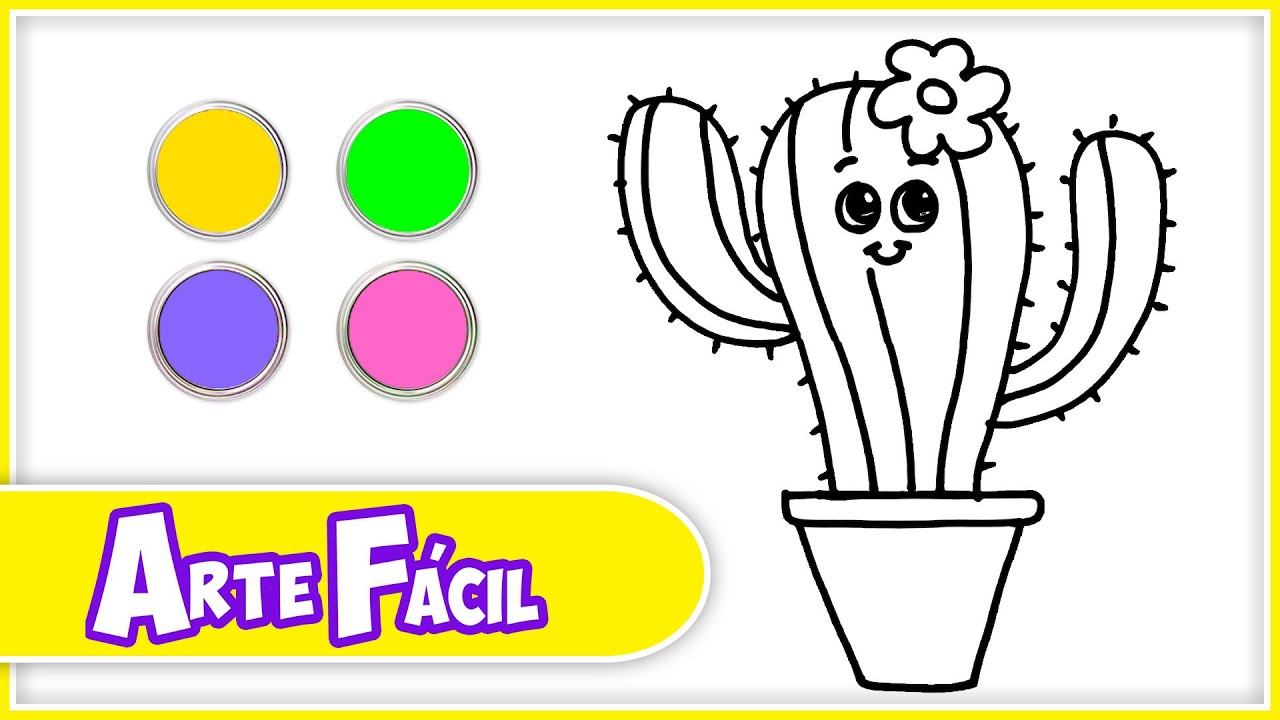 Desenho de Emoji de cacto para colorir
