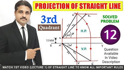 PROJECTION OF STRAIGHT LINE IN ENGINEERING DRAWING IN HINDI (SOLVED PROBLEM 12) @TIKLESACADEMY