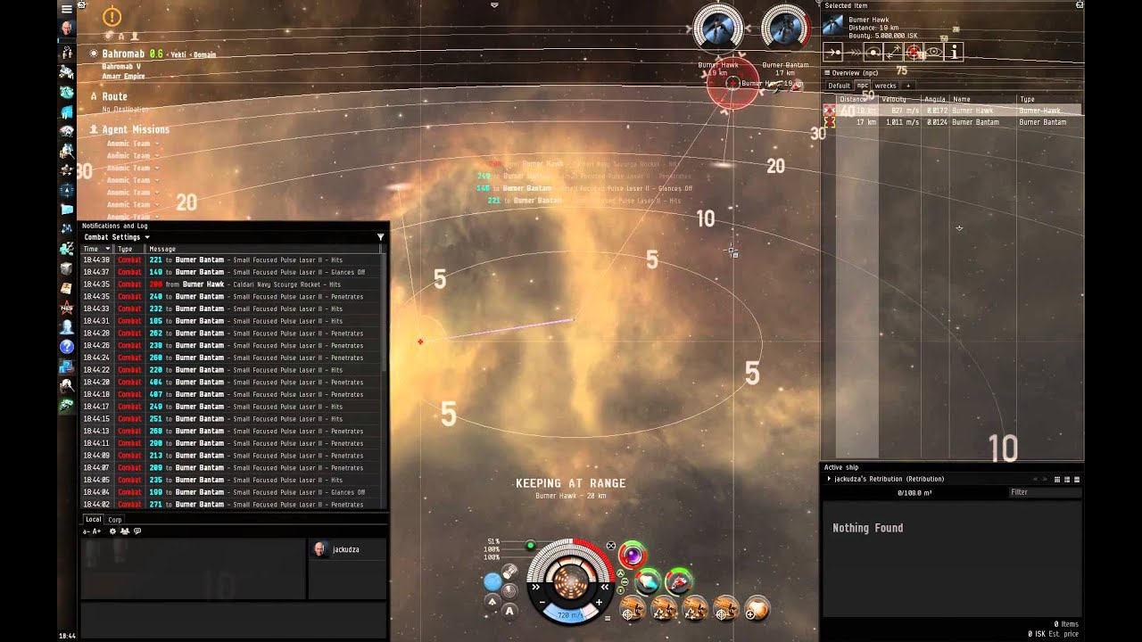 EVE Online Hawk Burner Team Retribution kiting YouTube