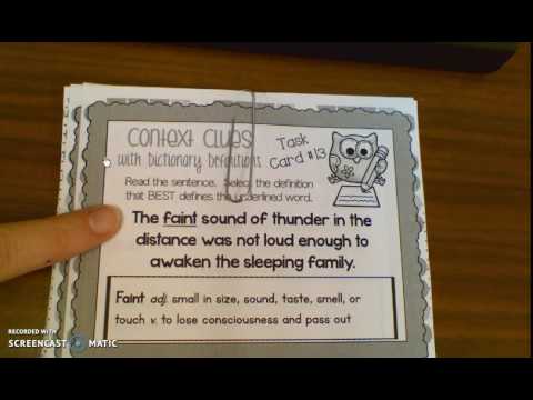 Context Clues With Dictionary Definitions And Game