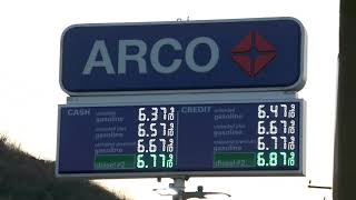 $6.87 Gas Prices Sign ARCO Los Angeles California USA June 11, 2022