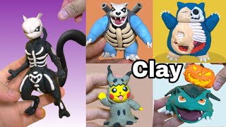 Halloween Pokémon Figures Making - Mewtwo, Blastoise, Pikachu, Snorlax, Mimikyu, Venusaur Clay Art
