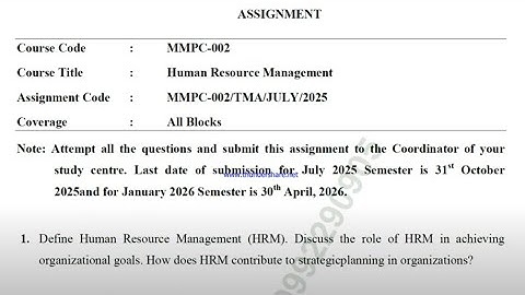 IGNOU MMPC-002 Solved Assignment July 2025 Jan 2026 [FREE] || IGNOU MBA || Human Resource Management