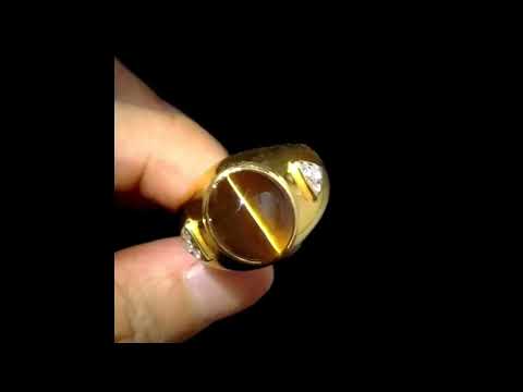 Gem Gardener: Tourmaline Cats Eye Ring Men 18k Vintage