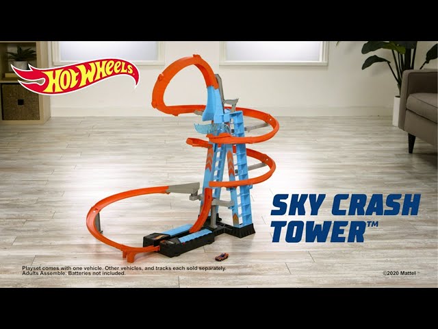 Hot Wheels Sky Crash Tower Track Set 2.5 Ft High, Motorized Booster an –  Square Imports