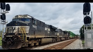 NS Intermodal Train 218 With NS Leader 7609 At Harrisburg NC On The NS Charlotte Mainline. 8-29-2020