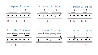 8th note triplet rhythms with counting and sticking for drums 🥁🎵