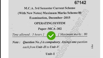 2015 Mdu MCA 3rd Sem Operating Question Paper #MduQuestionPaper