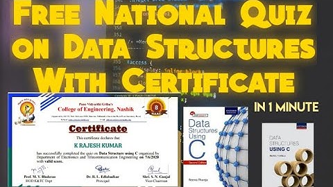 Free National Level Quiz on Data Structures with certificate in 1 Minutes|html|free quiz|c|c++|java|