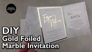 Modern Gold Foil Marble Pocketfold Invitation | Wedding Invitations DIY | Heidi Swapp Minc screenshot 2