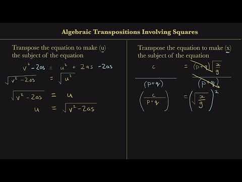 How to Transpose Equations Involving Squares and Square Roots | Step-by-Step Examples