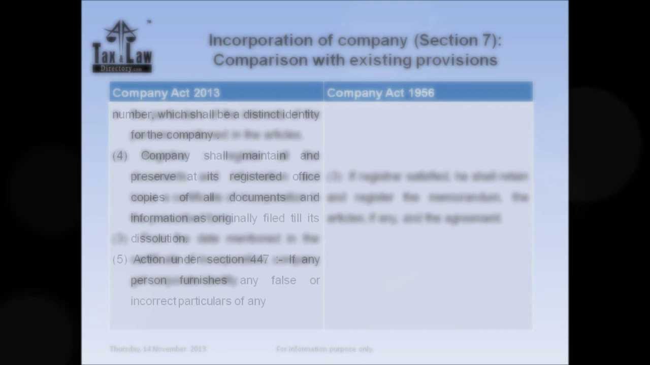 Incorporation of Company Section 7 of company Act 2013 - YouTube