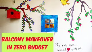 Rental balcony Makeover in 0 Rs || Wall painting design idea in 0 Rs || Easy rental home wall decor